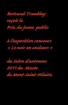 Bertrand Tremblay, annonce du Prix du jeune public, exposition "Le noir en couleurs" 2011