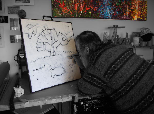 Au travail sur une oeuvre