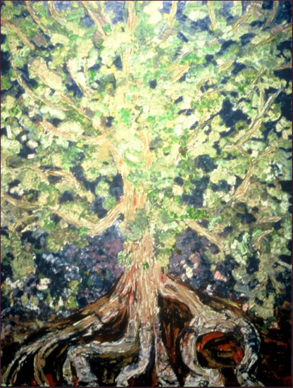 Bertrand Tremblay, oeuvre "Sans titre", huile sur toile, 126"x96" (320x244 cm), 1982